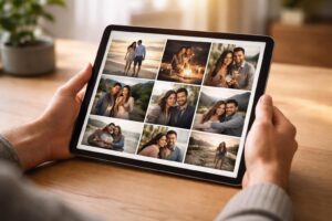 découvrez l'album “nous” : une collection moderne de souvenirs de couple à feuilleter sur tablette tactile, pour revivre vos moments précieux avec élégance et simplicité.